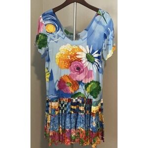 Jams World Hattie Ravishing Women's M Blue Garden Floral Knee‎ Length  Vintage